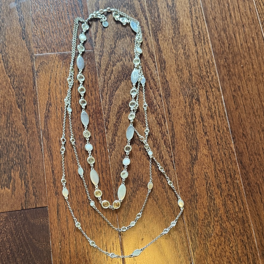 Talbots Silver Necklace with White and Cream Accents